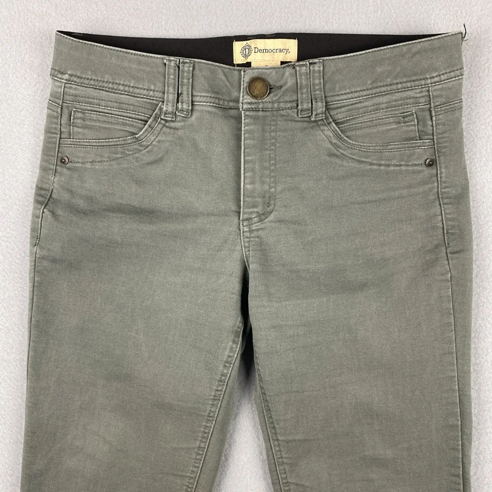 Democracy Ab Solution Skinny Twill Ankle Pants Womens 8 Olive Green Slimming‎
